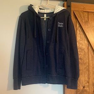Penn State button up fleece with cable knit hood